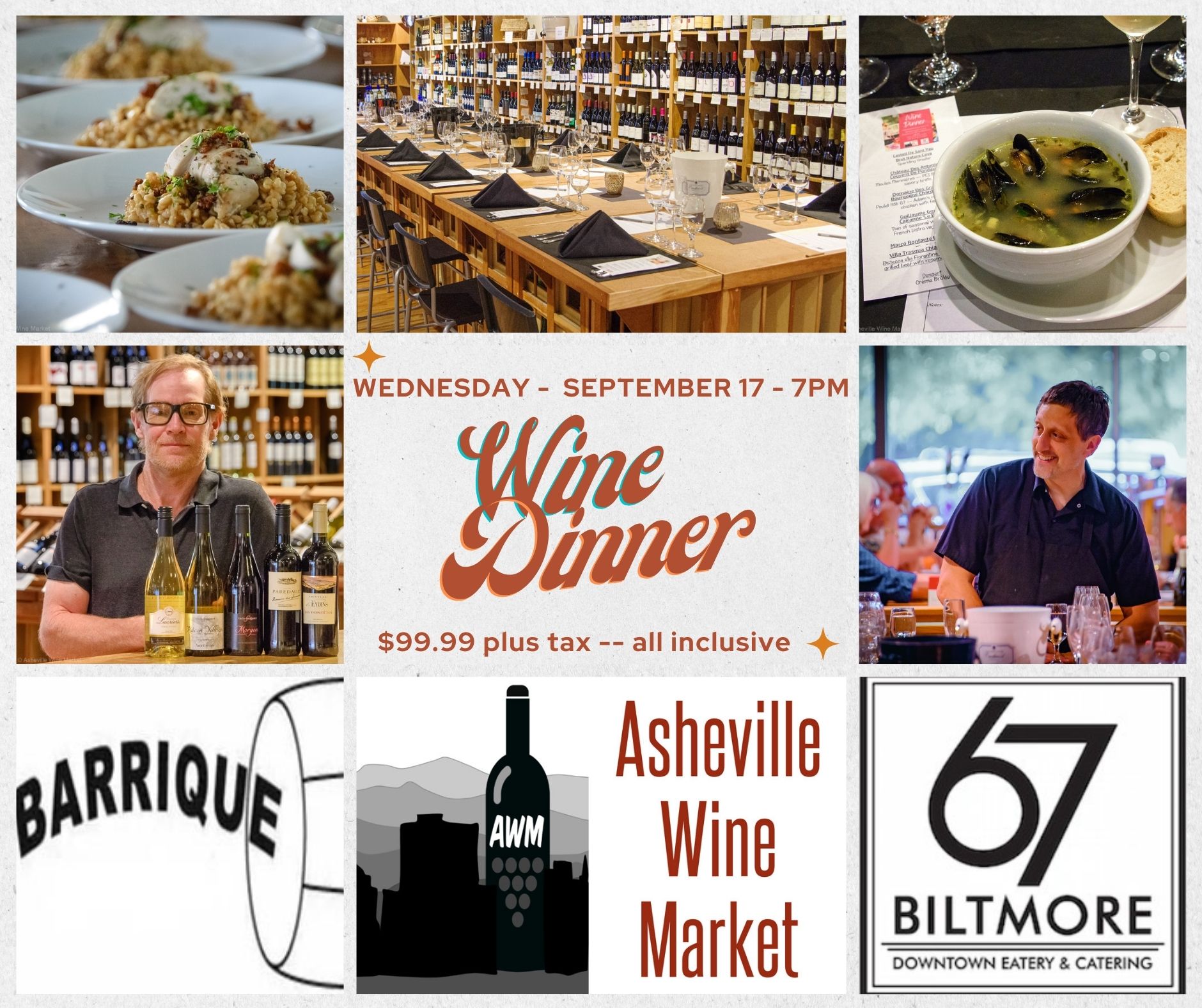 Our September Wine Dinner features Asheville Importer Jason Tippetts of Barrique Imports --Reserve your spot today!